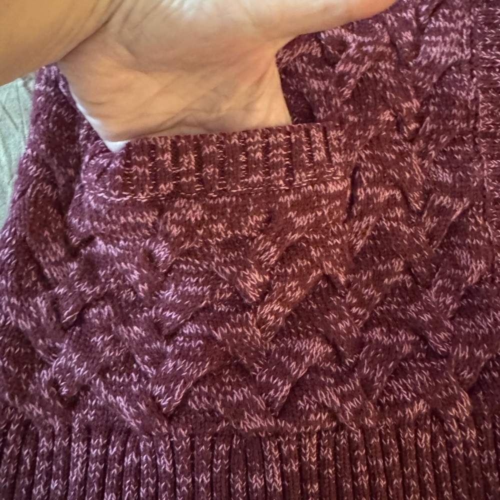 Lands End Women's Burgundy Cardigan Grandpa Sweater - Picture 7 of 15